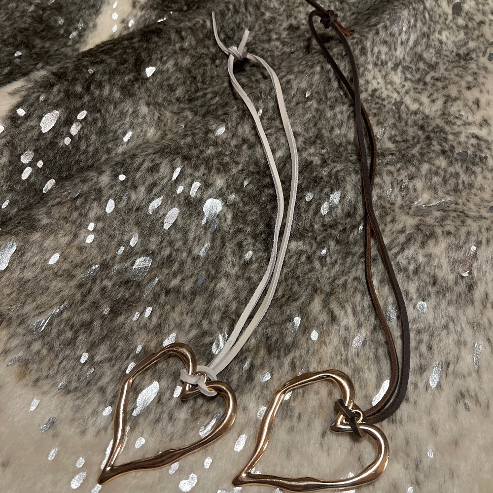 Handmade necklace -leather strap with heart